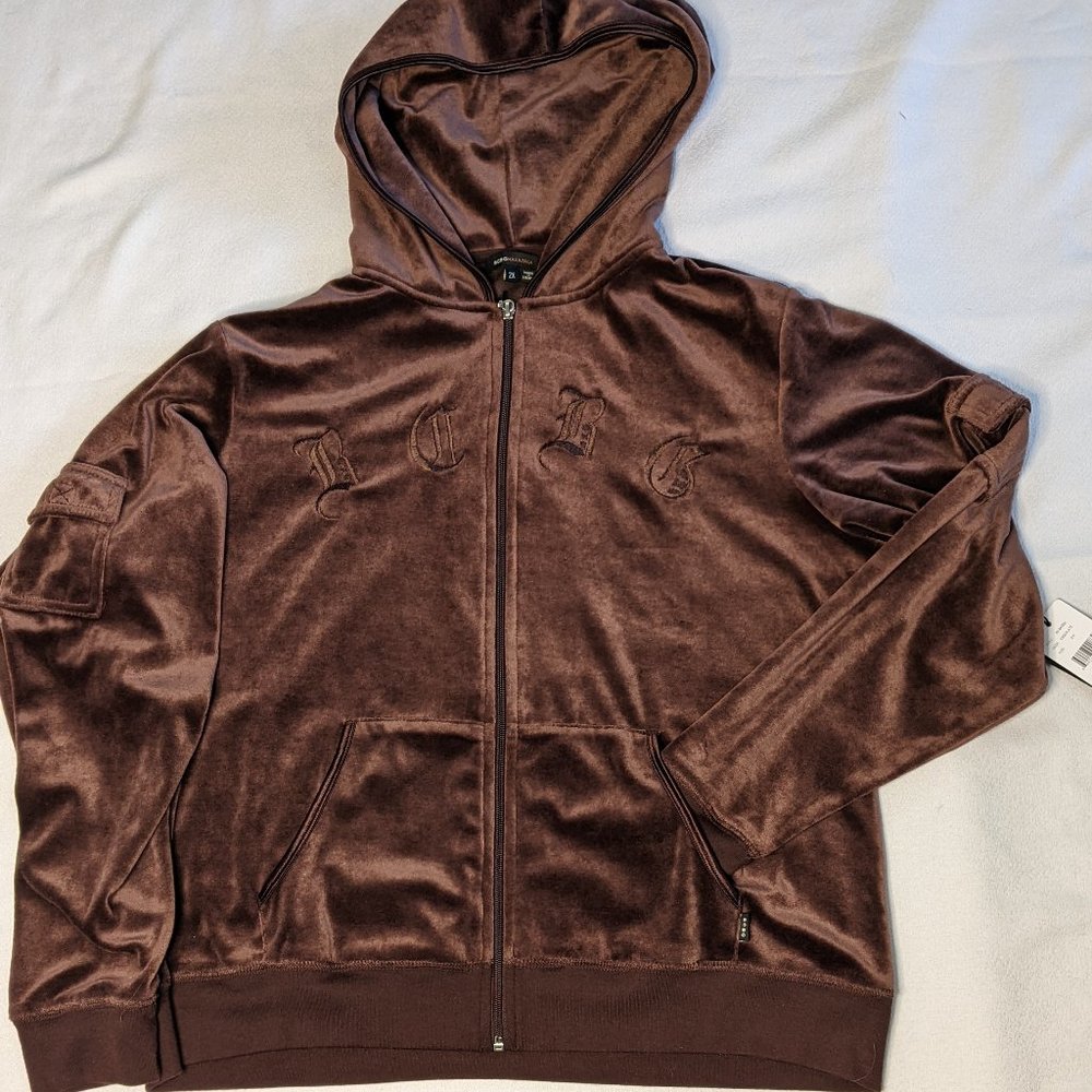 Size 2X  cholate velvet hoodie  BCBQ brand